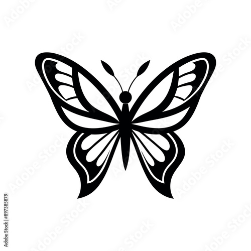 Different butterflies silhouette vector illustration art