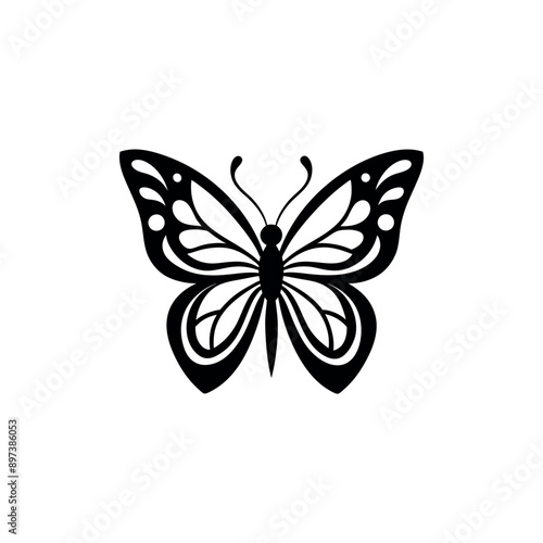 Different butterflies silhouette vector illustration art