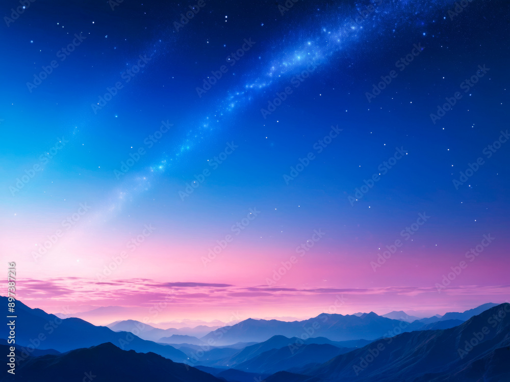 Night sky with stars and Milky Way over mountain range. Night sky with stars and Milky Way over mountain range.
