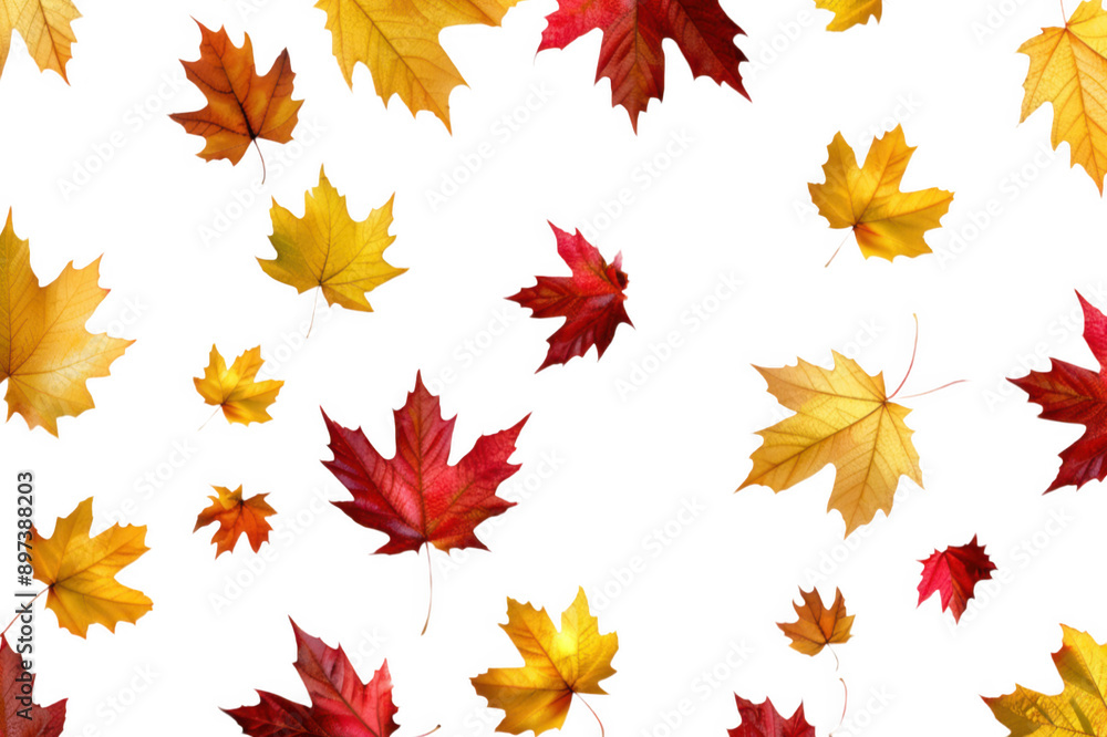 Autumn yellow-red maple leaves on a transparent background Autumn yellow-red maple leaves on a transparent background
