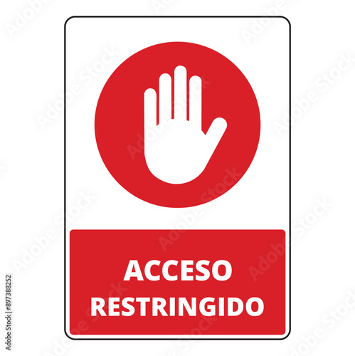 Icono de acceso restringido con mano levantada. Vector
