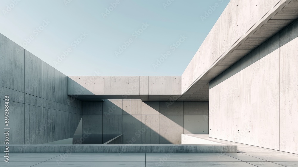 Fototapeta premium Design a minimalist architectural element that combines precise geometric forms with an unconventional mix of materials or functions