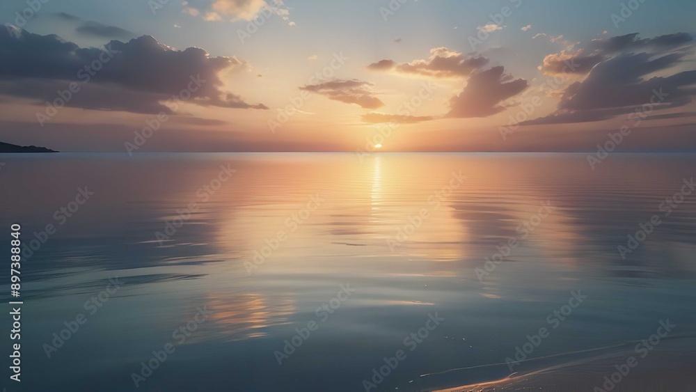 A serene seascape with the soft hues of sunset A serene seascape with the soft hues of sunset