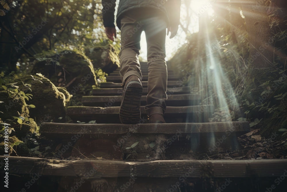 Fototapeta premium Person climbing stairs