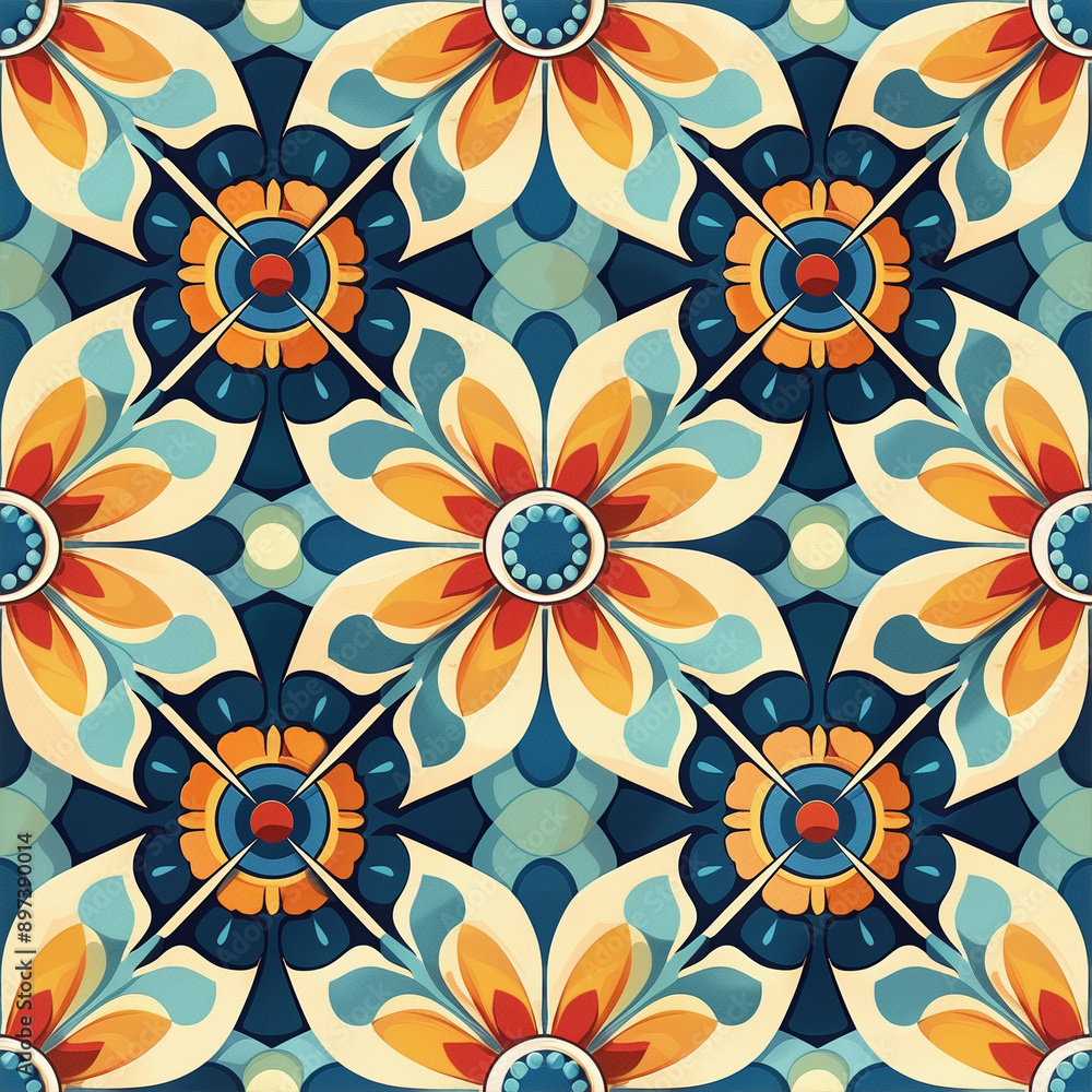 flat design of daisy mandala seamless pattern flat design of daisy mandala seamless pattern