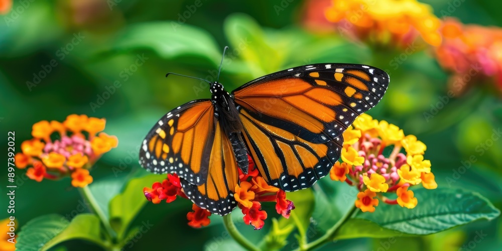 Monarch Butterfly on Garden Flower Monarch Butterfly on Garden Flower