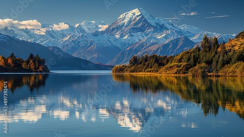 Majestic Mountain Reflected in Serene Lake Landscape