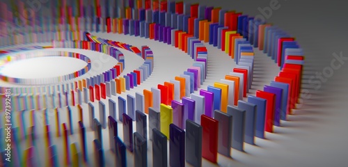 domino geometric abstract background falling domino 3d illustration