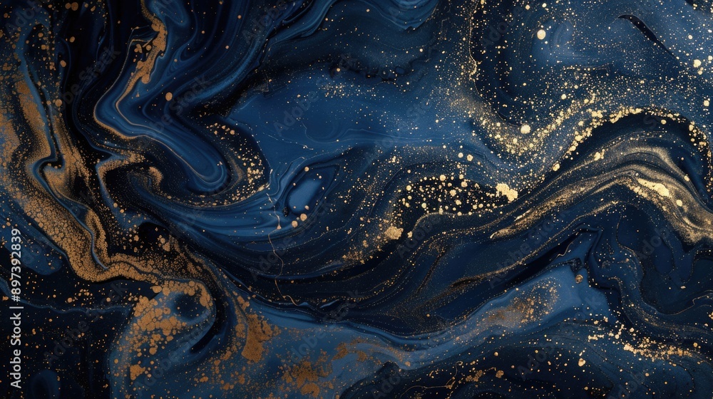 Blue and gold marble close-up Blue and gold marble close-up
