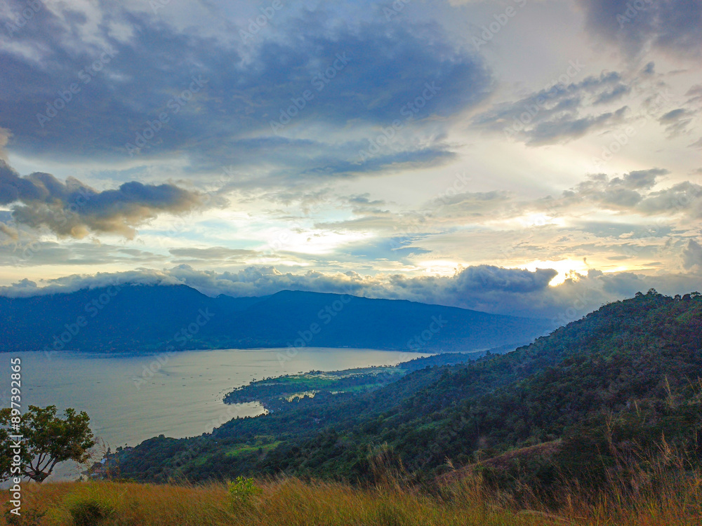 Beautiful view of Lake Singkarak from the top of Aua Sarumpun, West Sumatra Beautiful view of Lake Singkarak from the top of Aua Sarumpun, West Sumatra