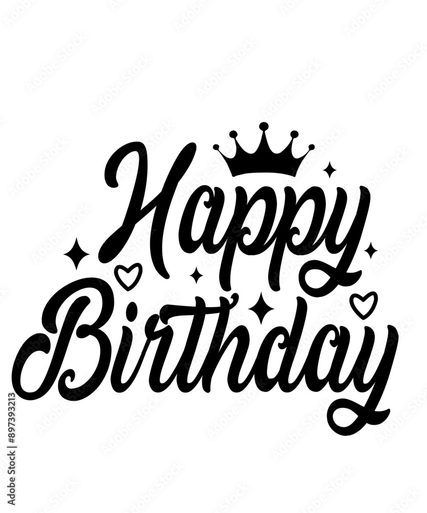 Happy Birthday typography design on plain white transparent isolated background for card, shirt, hoodie, sweatshirt, apparel, tag, mug, icon, poster or badge Happy Birthday typography design on plain white transparent isolated background for card, shirt, hoodie, sweatshirt, apparel, tag, mug, icon, poster or badge