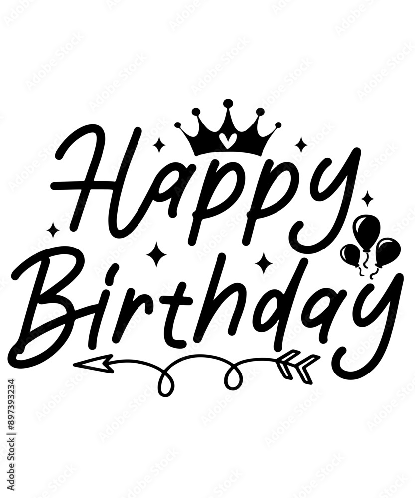 Happy Birthday typography design on plain white transparent isolated background for card, shirt, hoodie, sweatshirt, apparel, tag, mug, icon, poster or badge Happy Birthday typography design on plain white transparent isolated background for card, shirt, hoodie, sweatshirt, apparel, tag, mug, icon, poster or badge