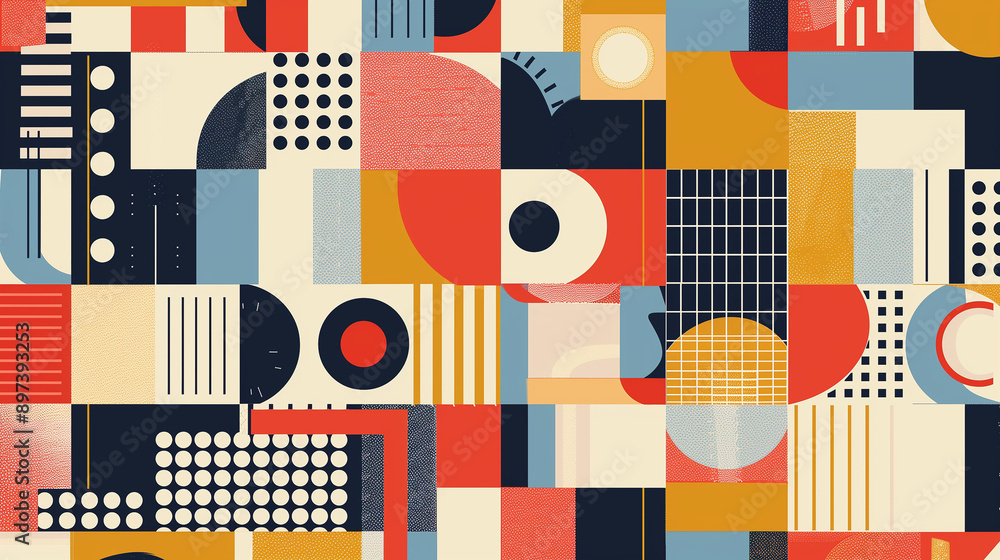 Abstract Geometric Pattern with Retro Colors Abstract Geometric Pattern with Retro Colors