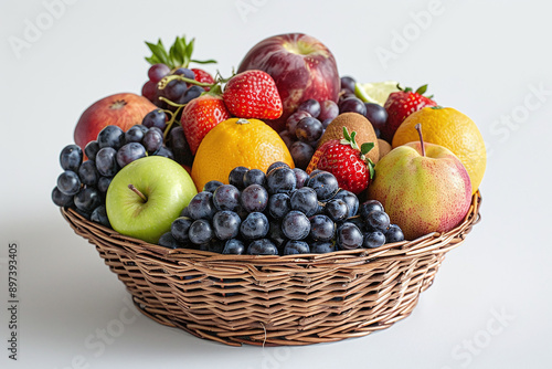Photograph of a Fruit Basket: A colorful fruit basket with assorted fruits.