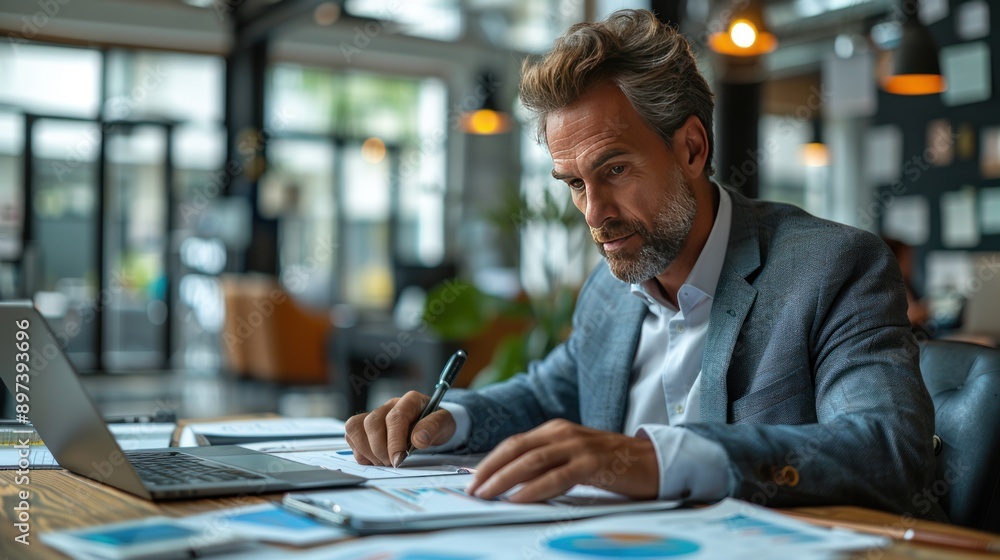 Businessman working at desk Businessman working at desk