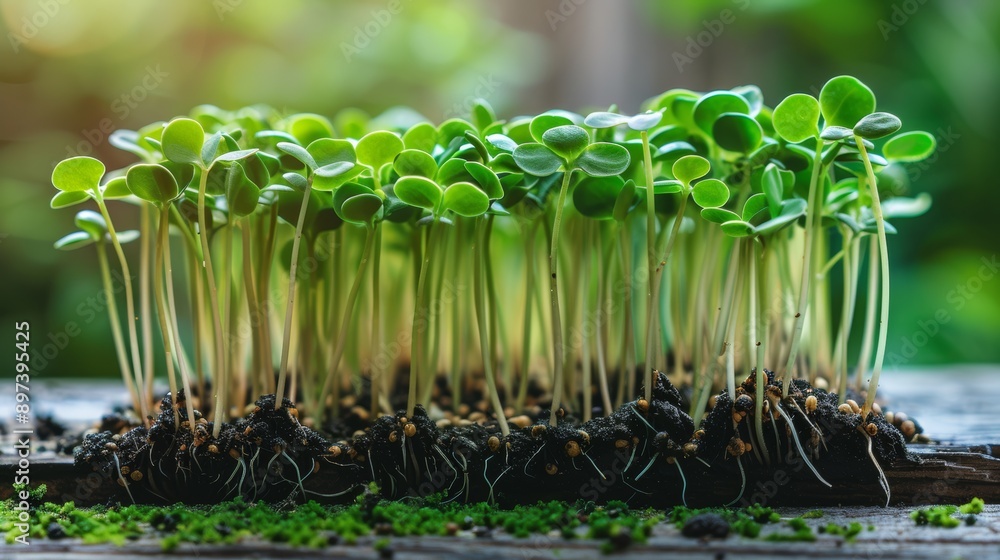 Obraz premium Vibrant green seedlings thriving in nourishing soil
