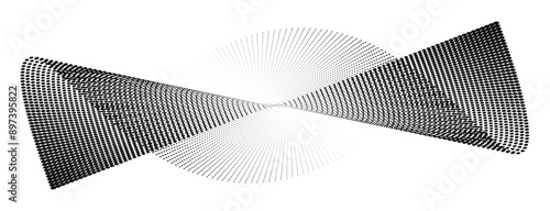 The dotted halftone texture and sound wave lines evoke movement and rhythm, creating an abstract, dynamic pattern of visual and auditory harmony