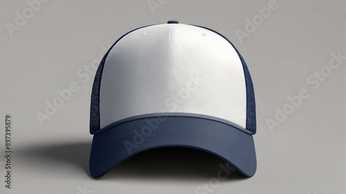 3D rendering baseball cap cap white navy blue Plain navy blue tr photo