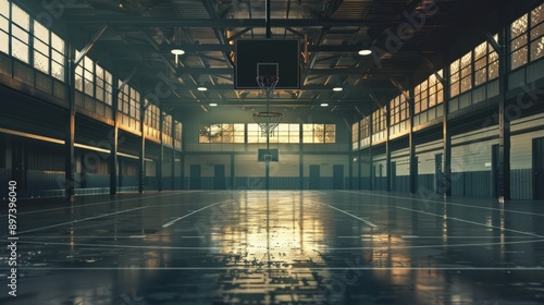 Enthralling visualization of an empty indoor basketball training facility