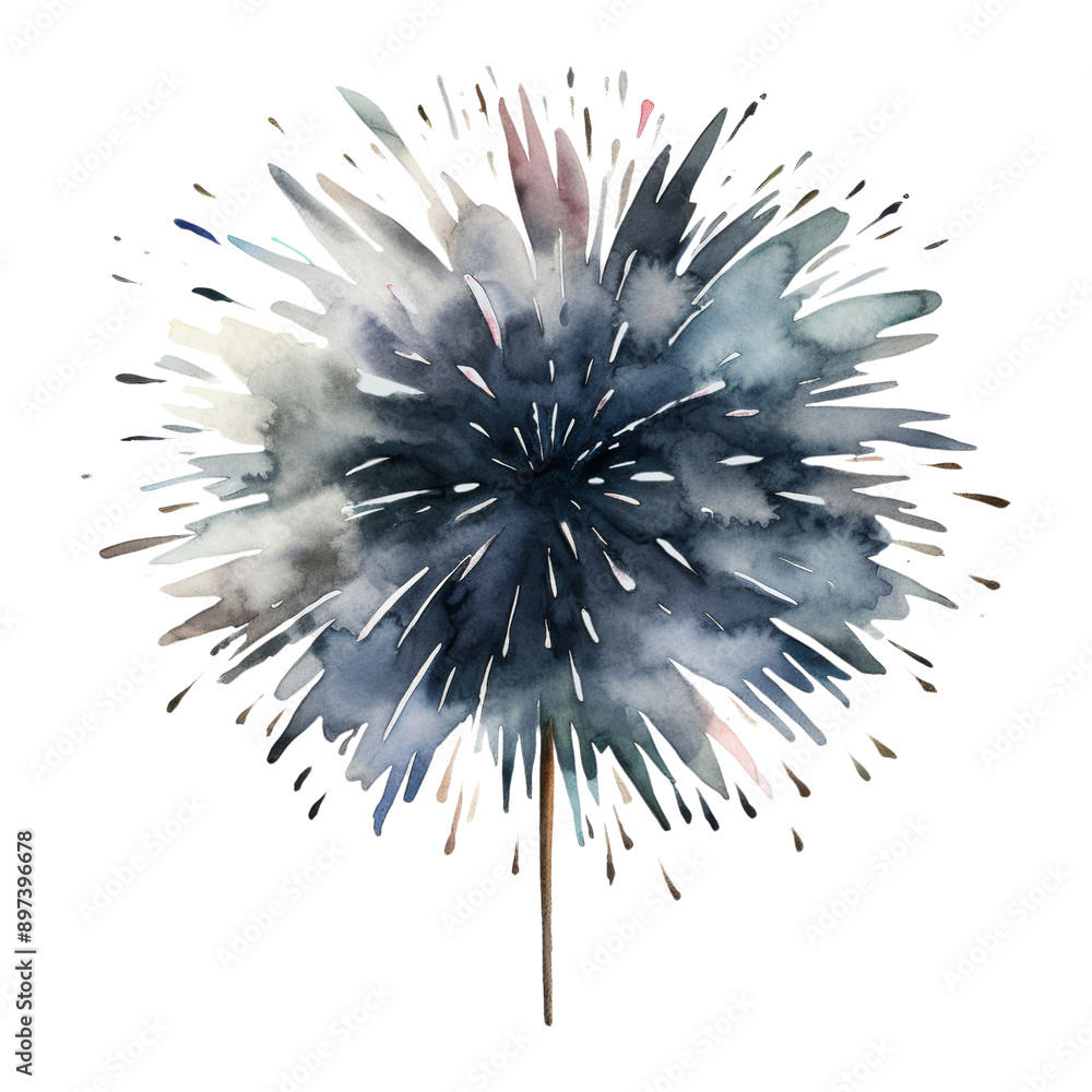 Obraz premium black splash firework watercolor isolated on transparent background cutout