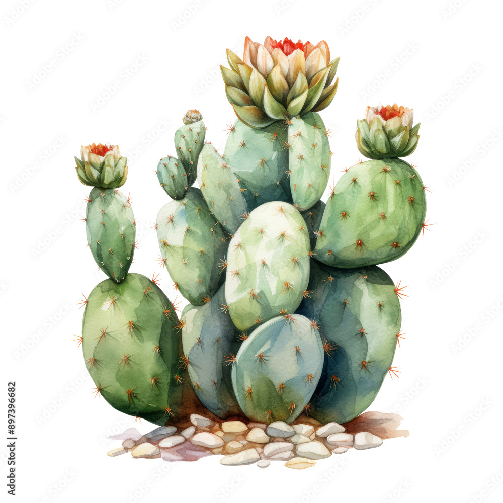 Fototapeta premium cactus watercolor isolated on transparent background cutout