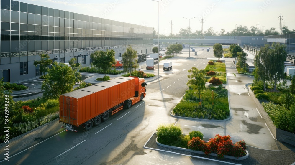 Generate a photo realistic image of urban green logistics systems ...
