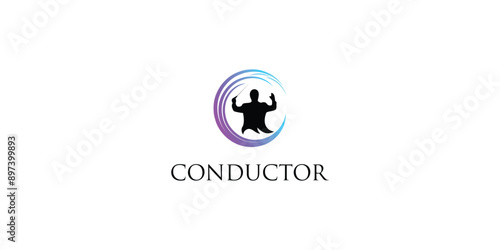 Creative Orchestra conductor man silhouette logo design, choir conductor premium vector