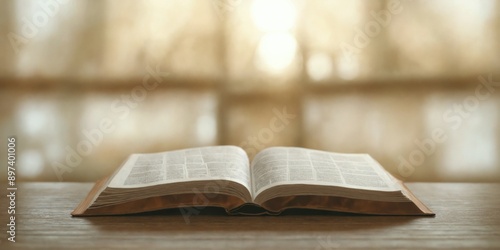 Open book wooden table appears to be Bible Sunday sermon by prea photo