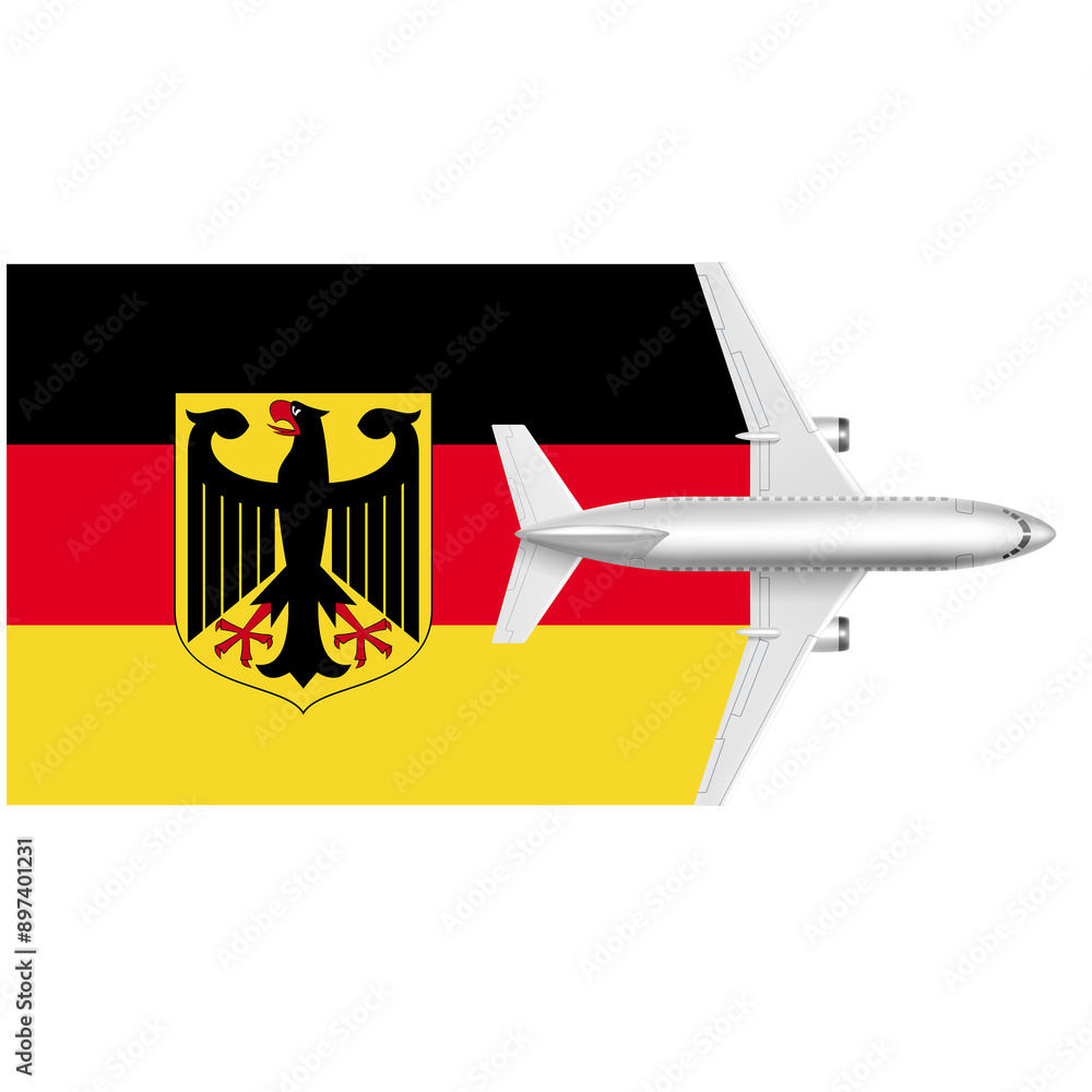 Germany flag with Plane on png background Germany flag with Plane on png background