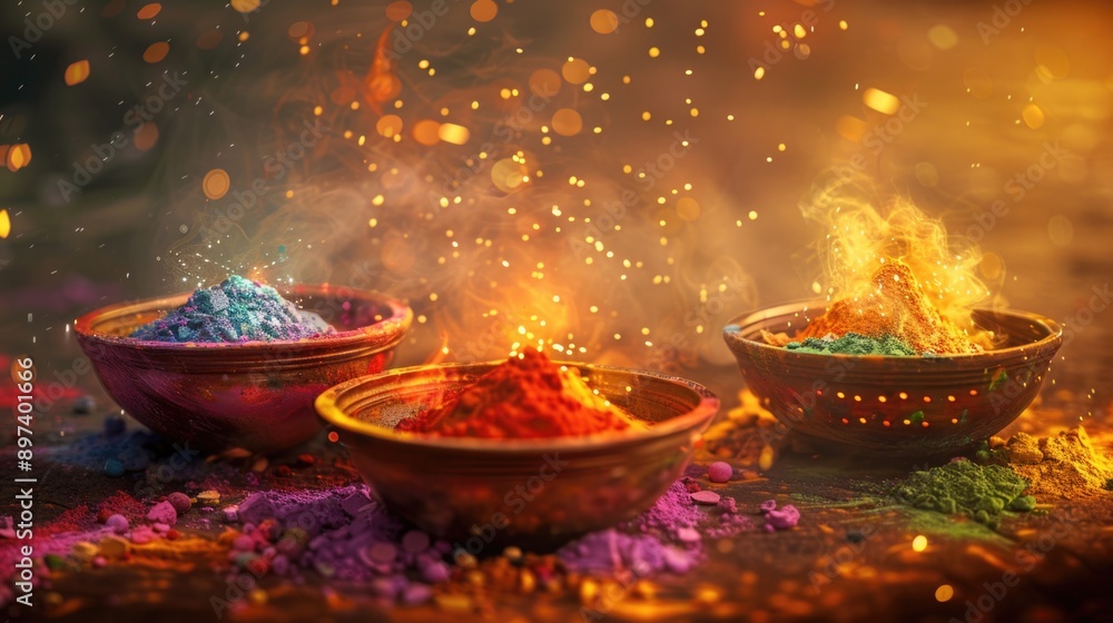 Colorful powders on table Colorful powders on table