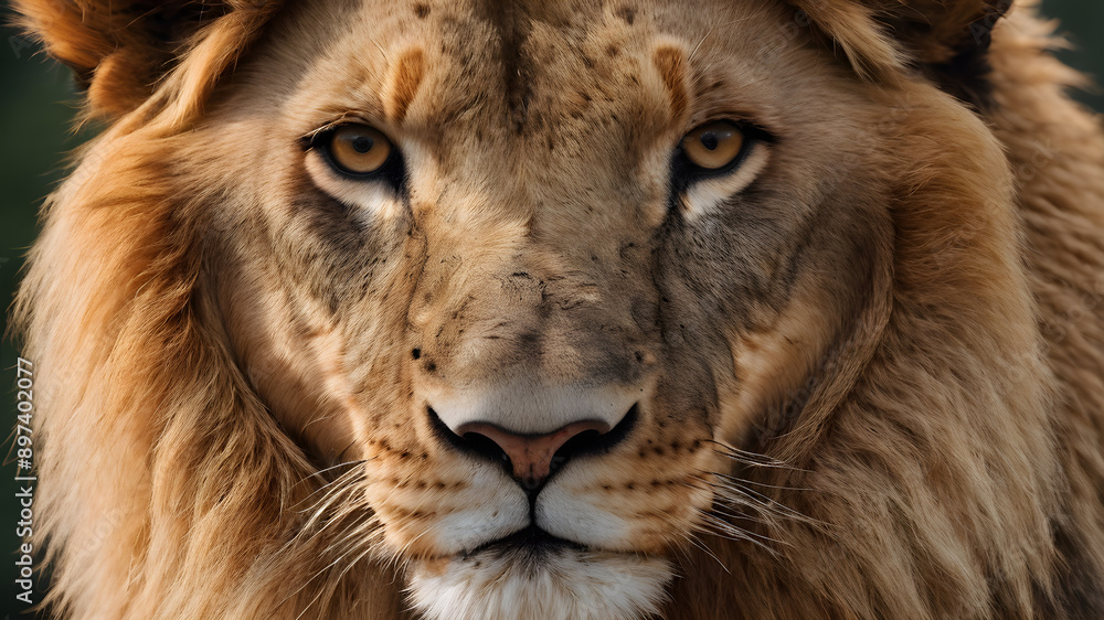 Close-up of a lion's mane with visible strands. Generative AI Close-up of a lion's mane with visible strands. Generative AI