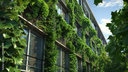 Wallpaper Mural Generate a photo realistic image of urban green retrofitting projects enhancing the sustainability of existing buildings; ensure the image is of high resolution for clear and detailed quality Torontodigital.ca