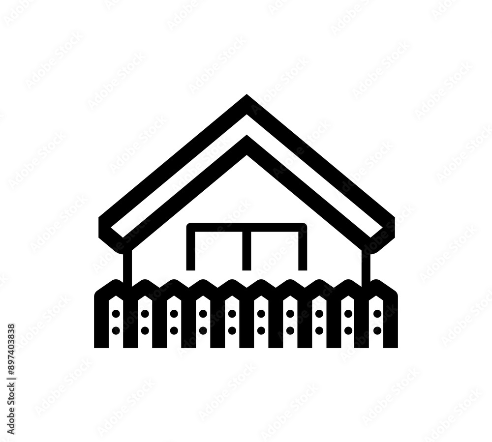 House with fence graphic design House with fence graphic design
