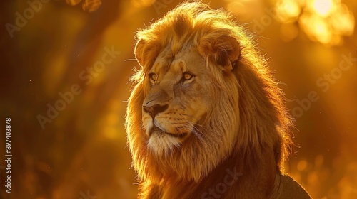 Majestic Lion in Golden Sunlight