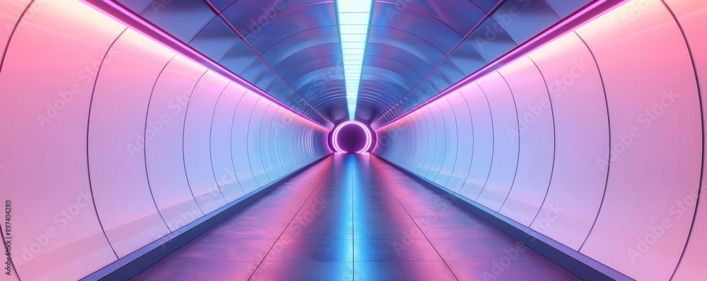 Futuristic neon-lighted tunnel with vibrant colors, creating a colorful, sci-fi ambiance and sense of endless perspective. Futuristic neon-lighted tunnel with vibrant colors, creating a colorful, sci-fi ambiance and sense of endless perspective.