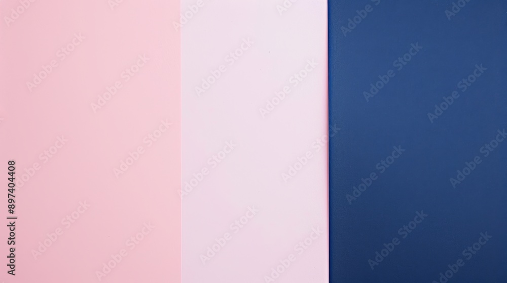Fototapeta premium Minimalistic background with three vertical stripes of pink, white and blue colors creating a simple and elegant composition