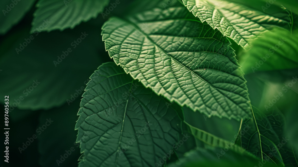 Close-up of green leaves with detailed Close-up of green leaves with detailed