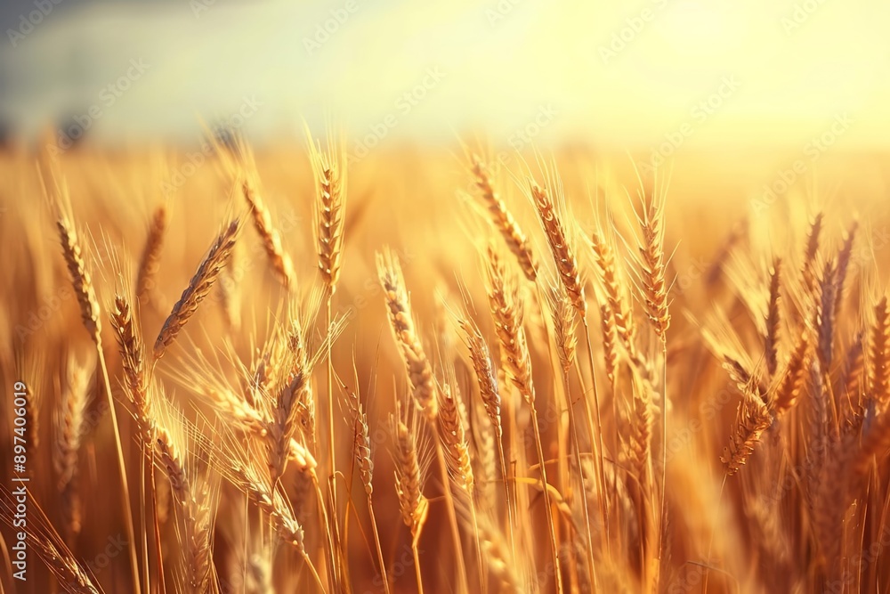 A field of golden wheat swaying in the breeze
A field of golden wheat swaying in the breeze