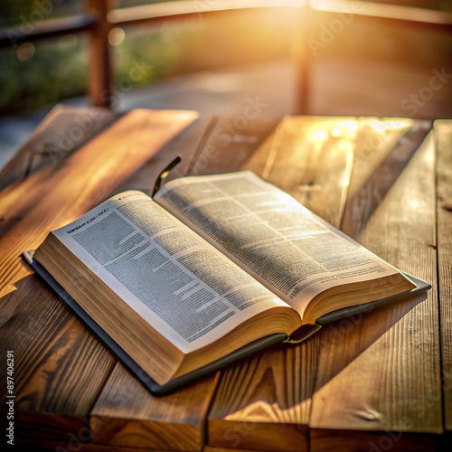 open bible on a table