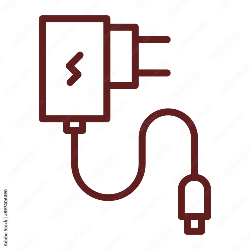 Adapter Vector Line Maroon Icon Design Adapter Vector Line Maroon Icon Design