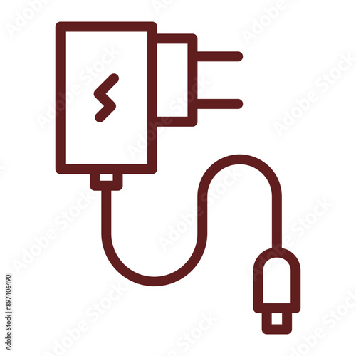 Adapter Vector Line Maroon Icon Design