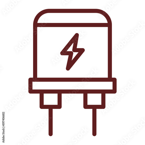 Capacitor Vector Line Maroon Icon Design