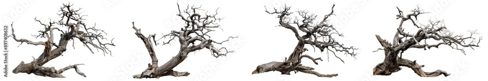 Collection of old dead spooky tree isolated on white or transparent background Collection of old dead spooky tree isolated on white or transparent background