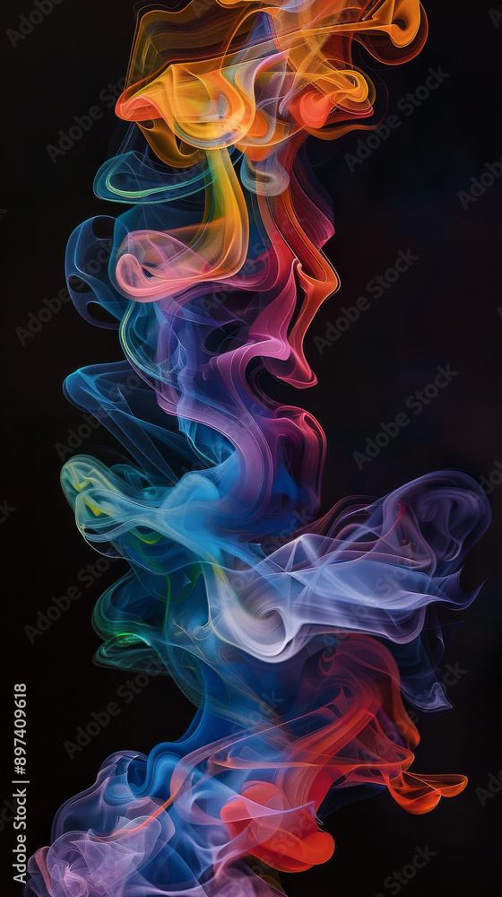 Colorful smoke swirl on black background Colorful smoke swirl on black background