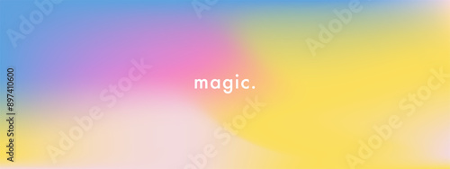 Magic cirrus clouds. Light blue, pink, yellow color vector banner. Pastel gradient sky pattern. Blurred light fuzz colorful gradient background. Pastel smooth shapes. Vector soft horizontal backdrop