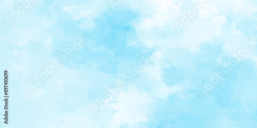 Blue sky with cloud .Beautiful blue sky with white clouds .bright cloud cover in the sun calm clear winter air background .gradient light white background.	