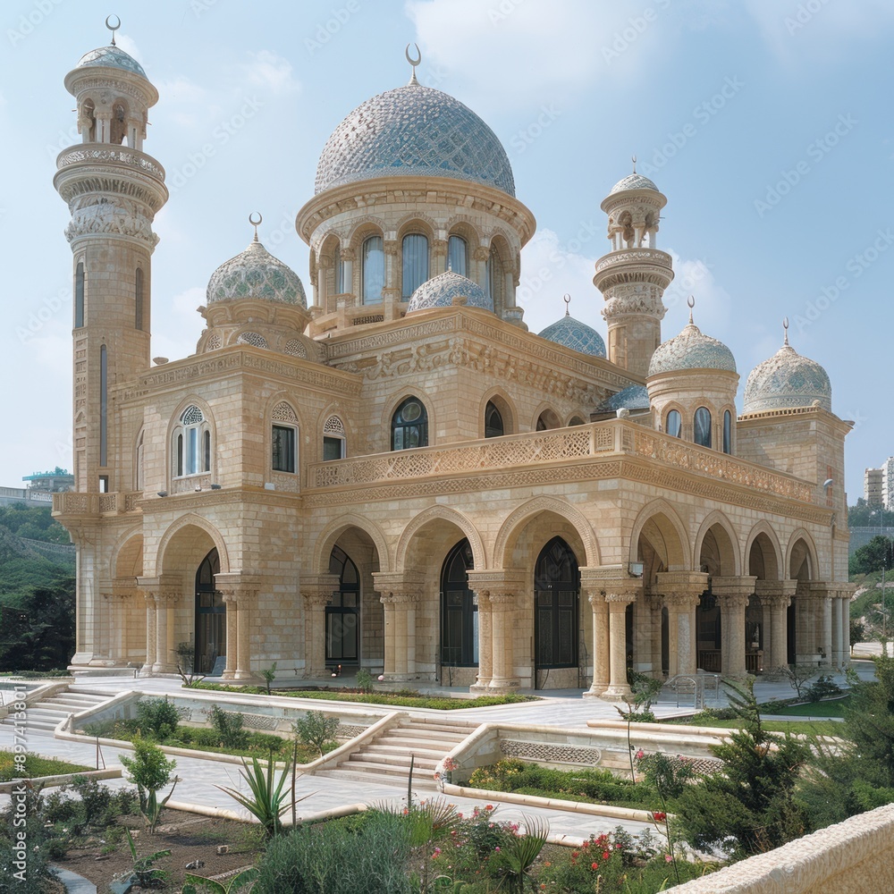 Fototapeta premium Mosque with Domes and Minarets