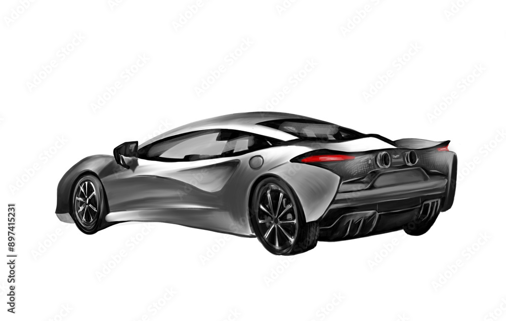 Super car backside view illustration on white background isolated Super car backside view illustration on white background isolated