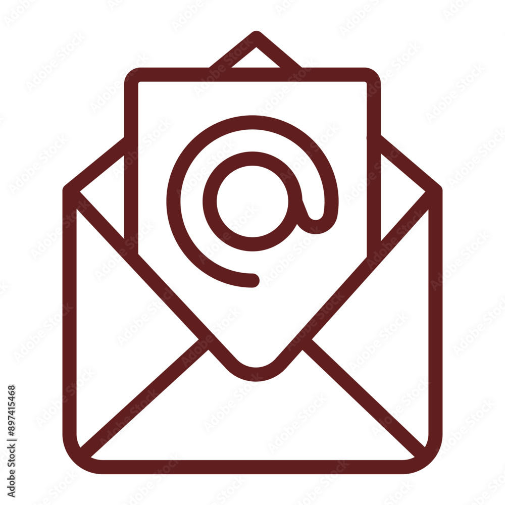 Mail Vector Line Maroon Icon Design Mail Vector Line Maroon Icon Design