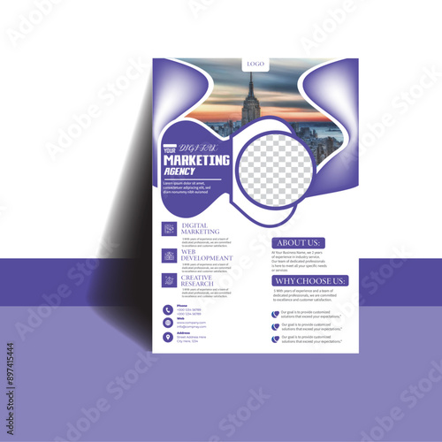  flyer pamphlet brochure cover design layout space for photo background.
